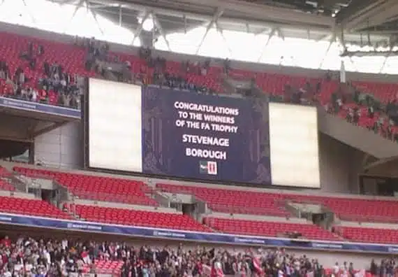 Wembley Winners: Stevenage became the first team to lift a trophy at the new Wembley Stadium in 2007, coming back from a two-goal deficit at half-time to win the FA Trophy