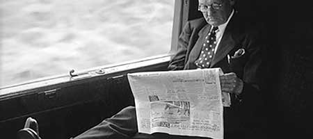 Boro' In UCL Talks: Man Reading Newspaper 1950s