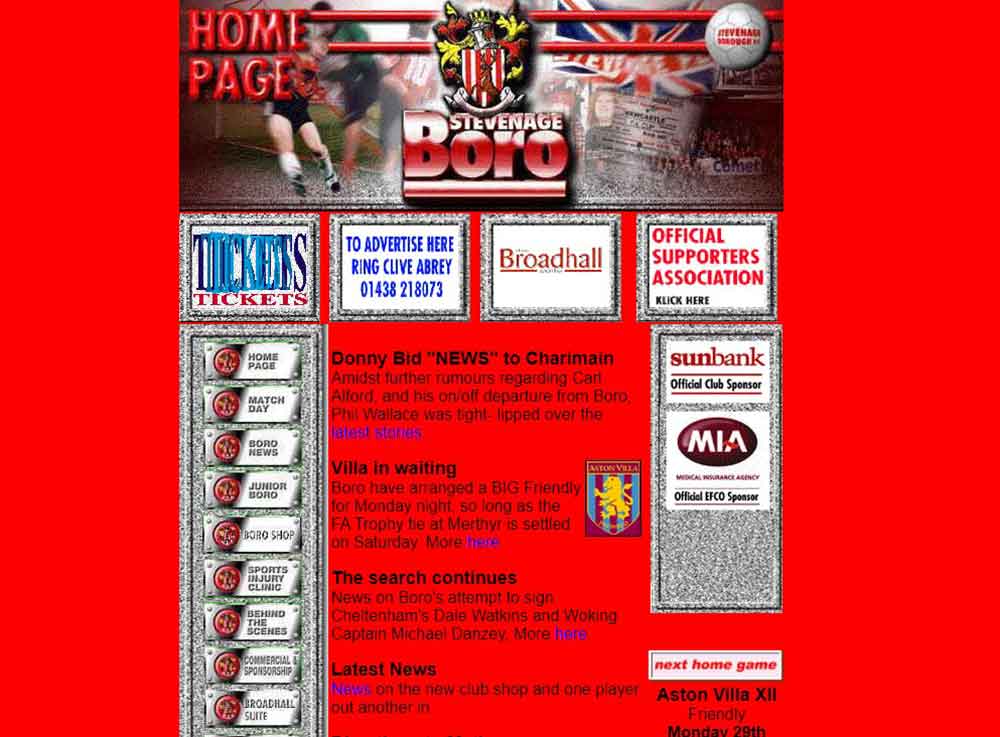 How the official website looked in late 1999