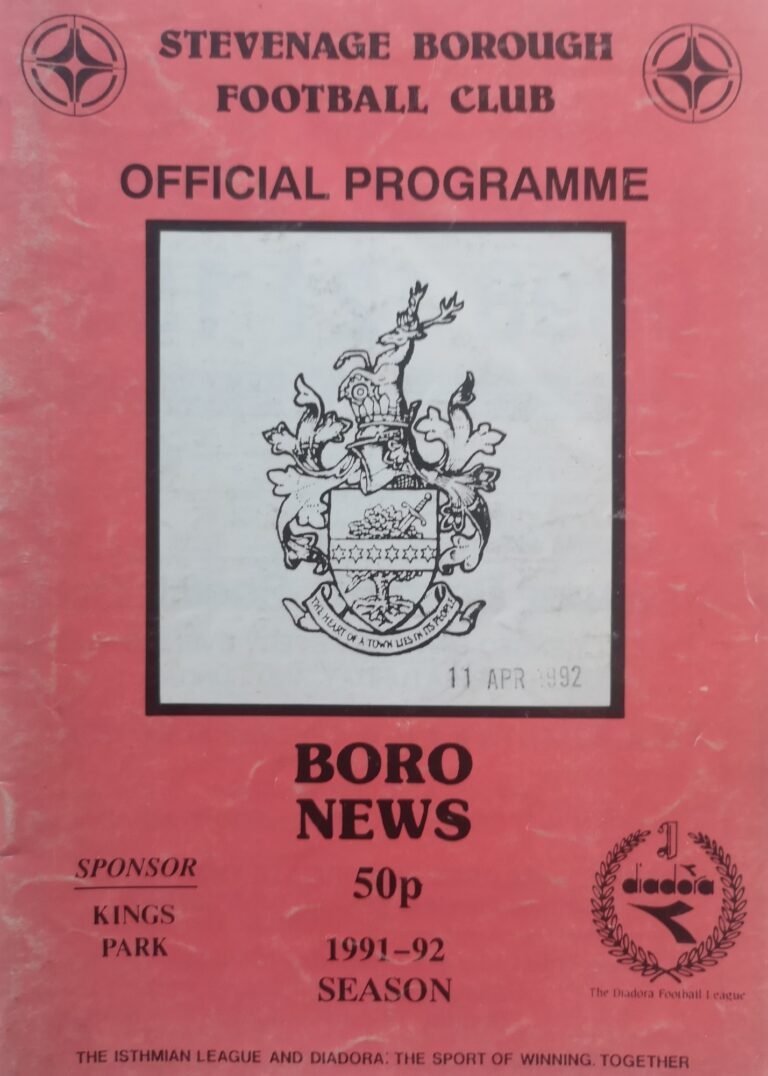 1991-92 Stevenage season programme