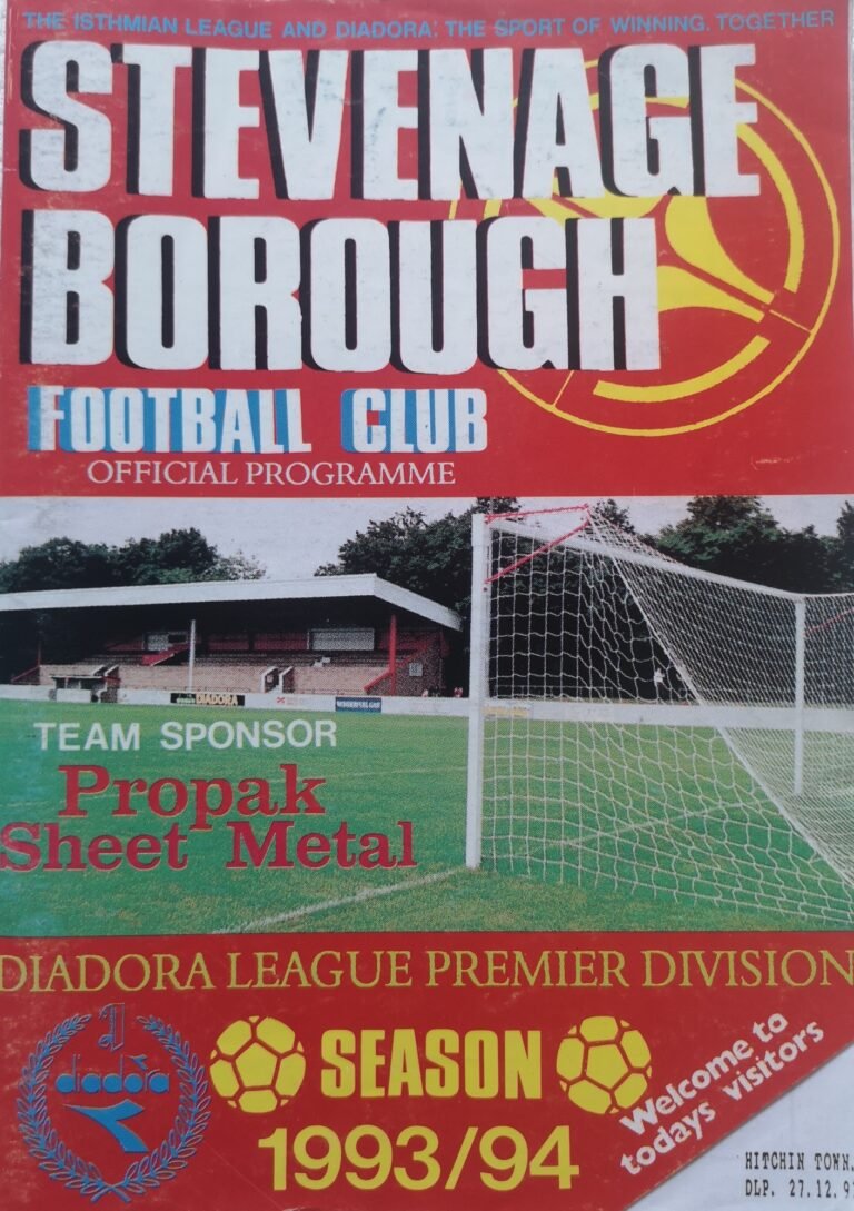 1993-94 Stevenage season programme