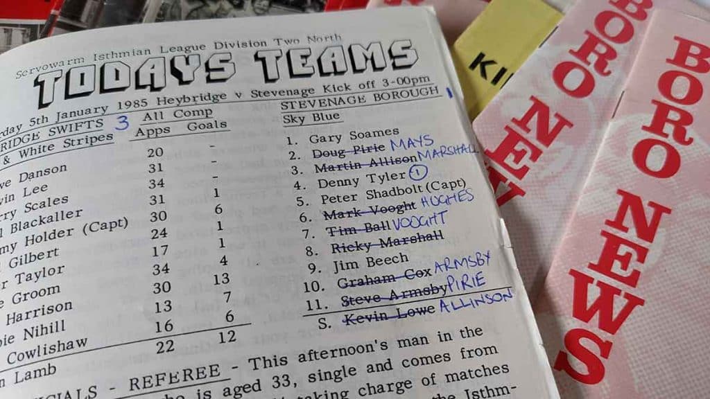Old programmes was our next port of call for the missing Stevenage line-ups we're still chasing. Yet, it turns out this route wasn't as useful as first hoped