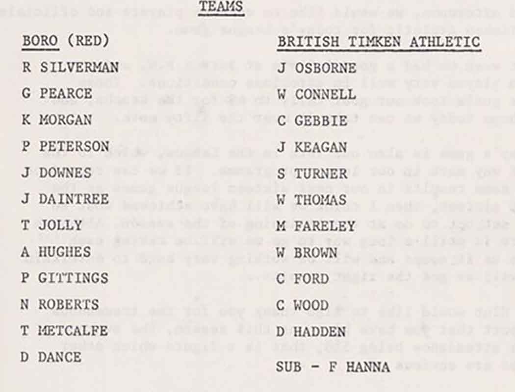 Stevenage Borough 11-1 British Timken Athletic: The teams – seven Boro' players would get on the scoresheet